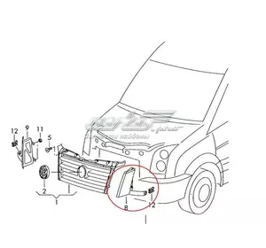 Ресничка (накладка) правой фары 2E0853166 VAG Ресничка (накладка) правой фары 2E0853166 VAG